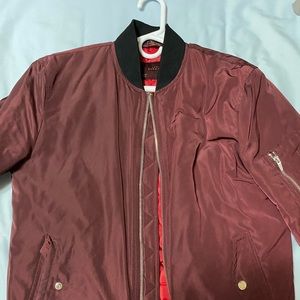 Zara Men’s Burgundy Bomber Jacket